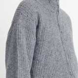 Zip Through Jumper - Mid Grey Melange