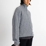 Zip Through Jumper - Mid Grey Melange