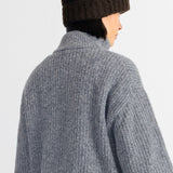 Zip Through Jumper - Mid Grey Melange