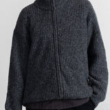 Zip Through Jumper - Mid Grey Melange