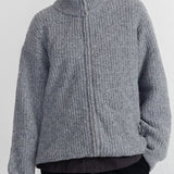 Zip Through Jumper - Mid Grey Melange