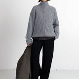 Zip Through Jumper - Mid Grey Melange