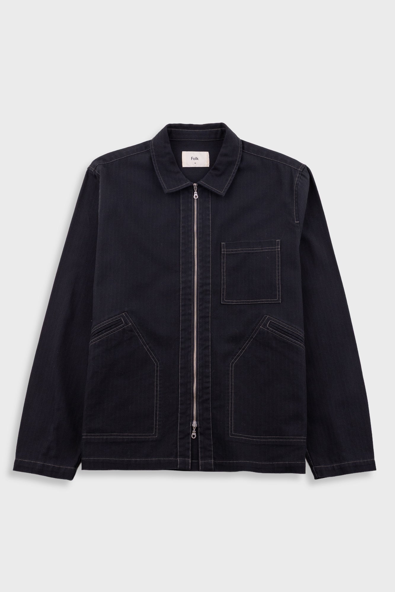 Folk | Folk Zip Overshirt - Black Herringbone