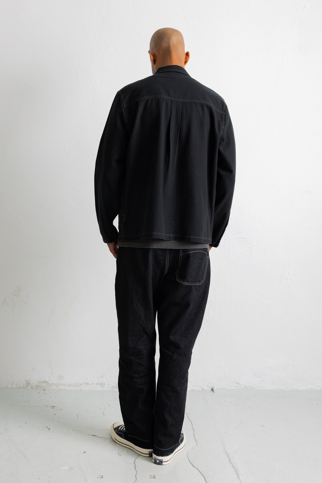 Folk | Folk Zip Overshirt - Black Herringbone