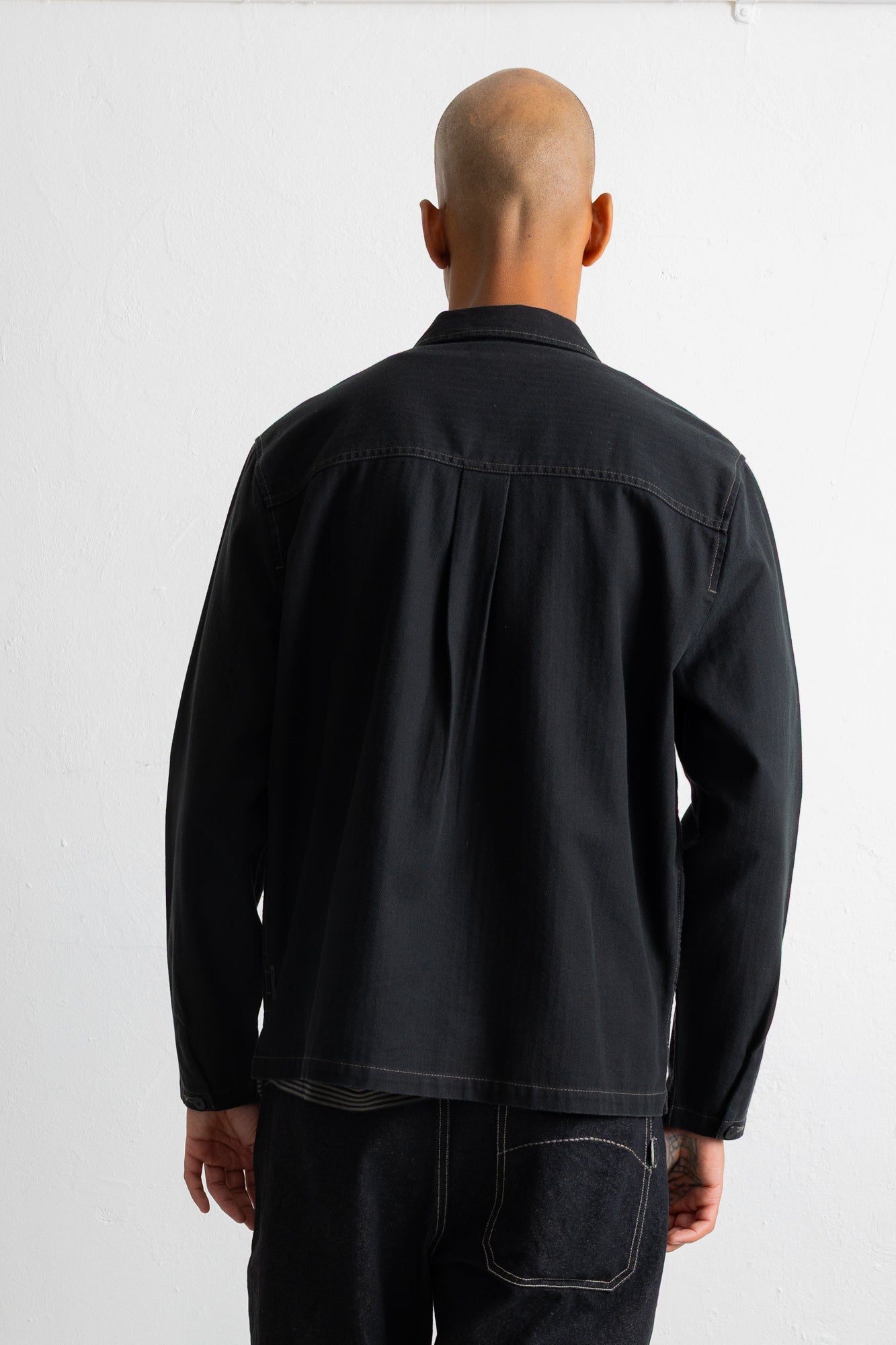 Folk | Folk Zip Overshirt - Black Herringbone