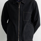 Folk | Folk Zip Overshirt - Black Herringbone