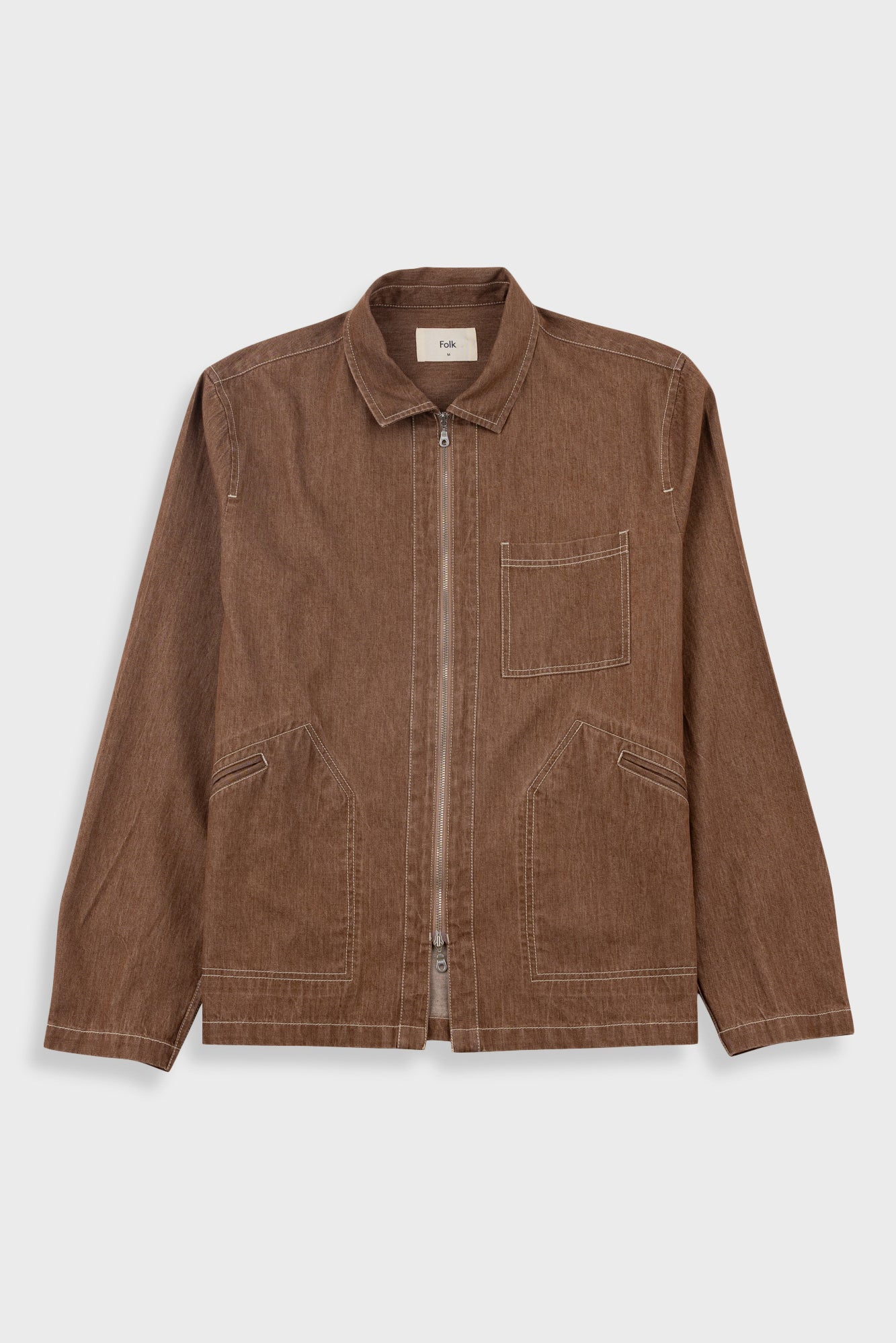 Folk | Folk Zip Overshirt - Mink Twill Denim
