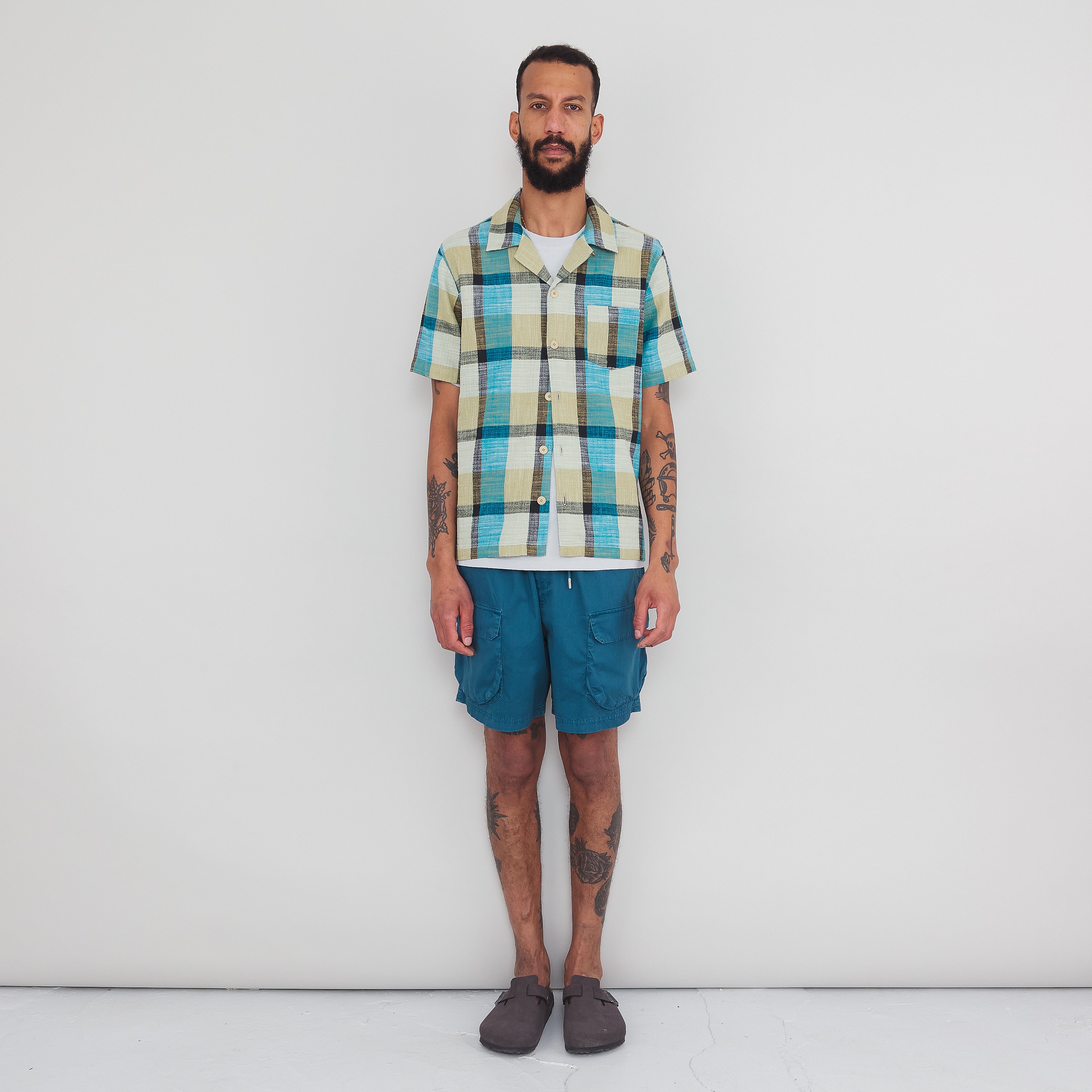 Short Sleeve Soft Collar Shirt - Multigingham Check