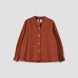 MHL | Button Through Collarless Shirt - Brick