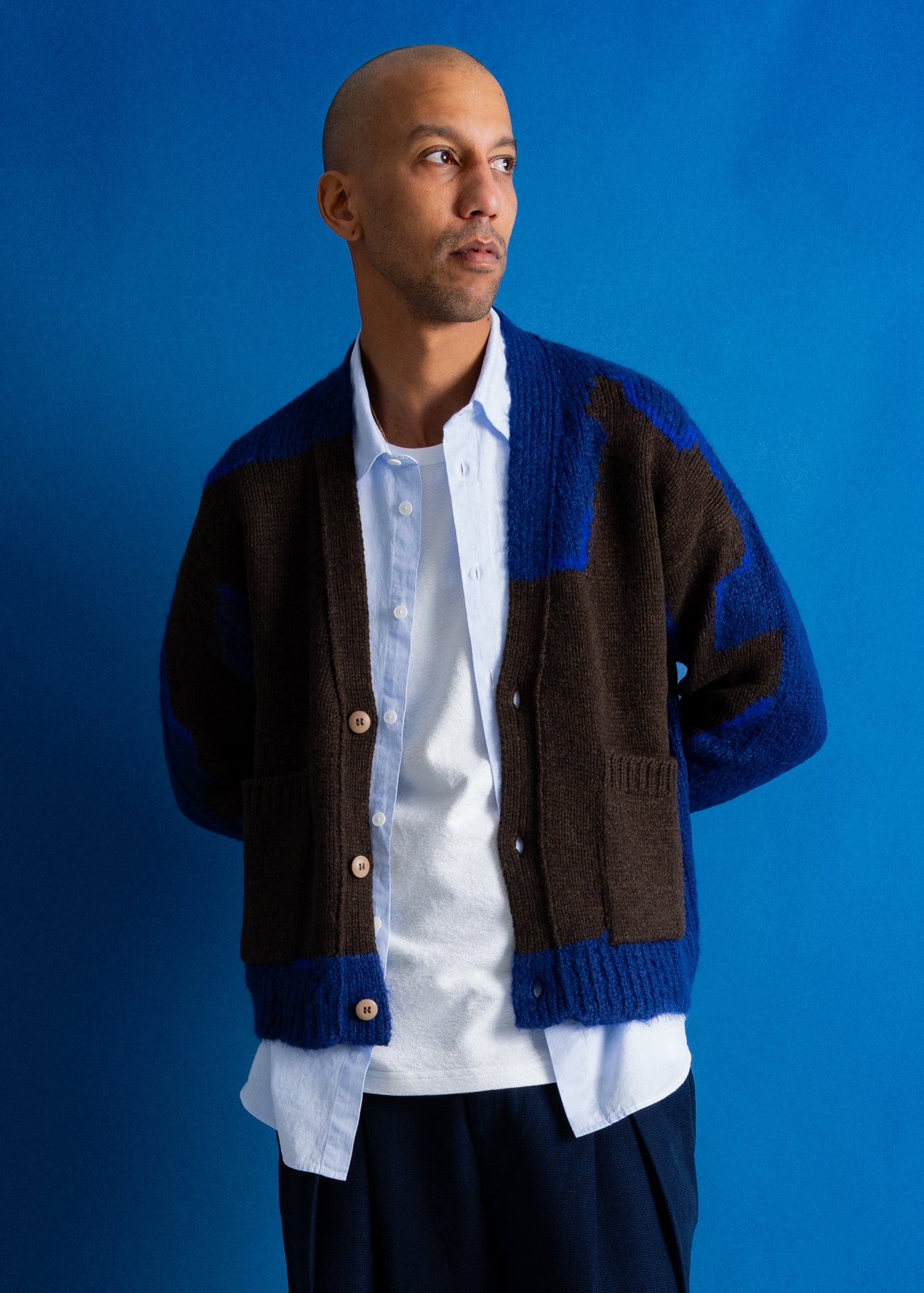 Folk | Folk Relaxed Cardigan - Storm Intarsia | Folk x Goss Brothers