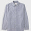 Pale fine striped blue shirt against a grey backdrop