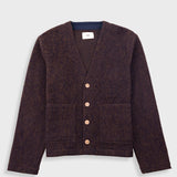 Pocket Cardigan - Navy Espresso Brushed Wool