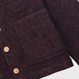 Pocket Cardigan - Navy Espresso Brushed Wool