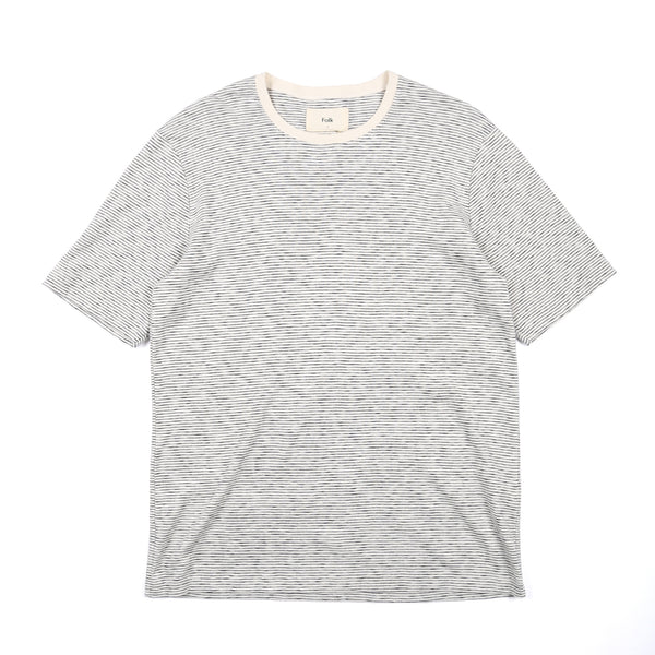 Fine Stripe SS Tee - Ecru Navy