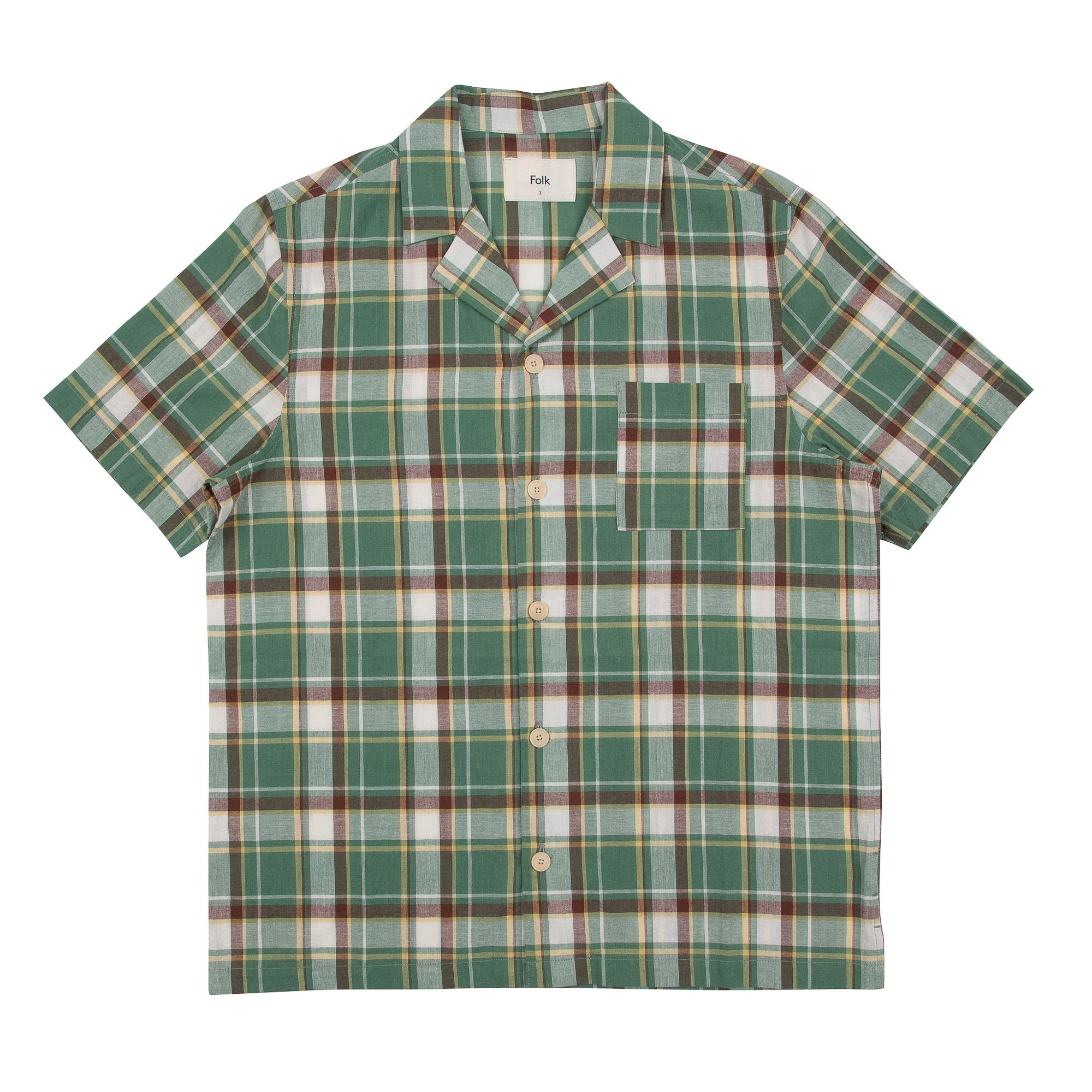 Folk | SS Soft Collar Shirt - Green Madras