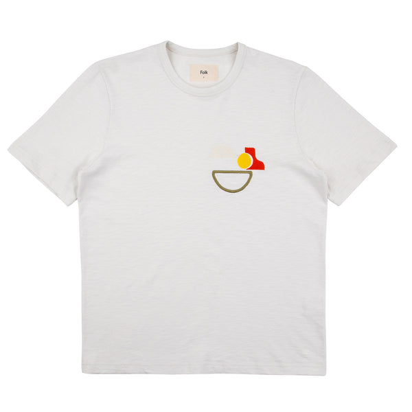 Slub Embroidered Tee - Off White