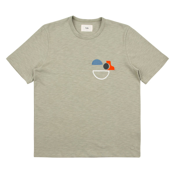 Slub Embroidered Tee - Olive