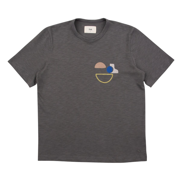 Slub Embroidered Tee - Graphite