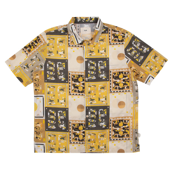 Gabe Shirt - Tile Wave Print Lemon