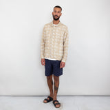 Folk | Patch Shirt - Tan Ecru Mini Wave Print