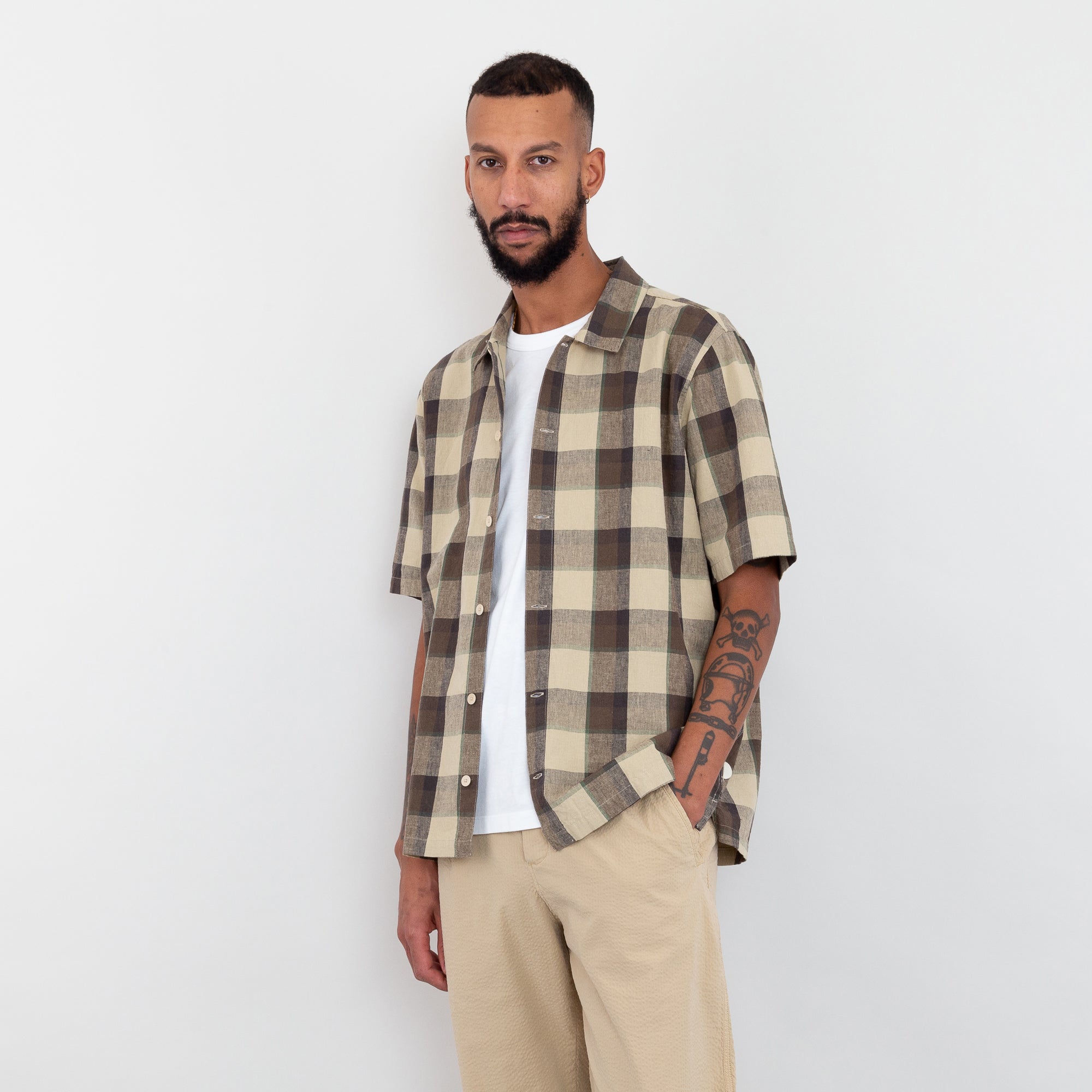 Folk | Gabe Shirt - Tan Maxi Check