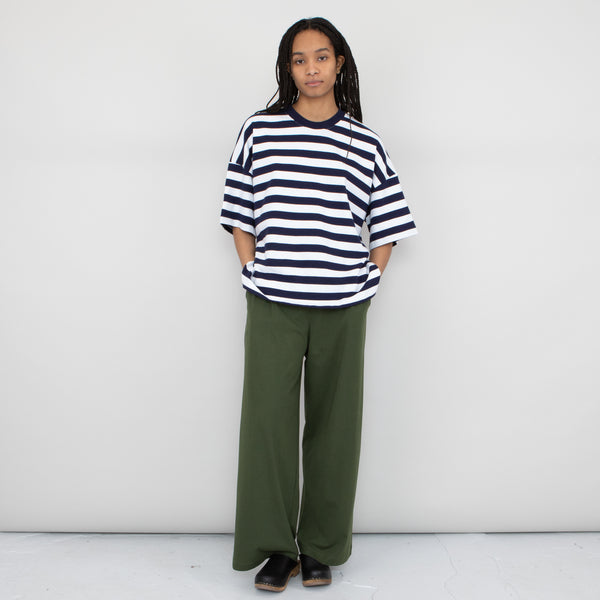 Kowtow - Oversized Boxy Tee - Navy White Stripe