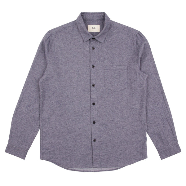 Relaxed Fit Shirt - Blue Melange Flannel