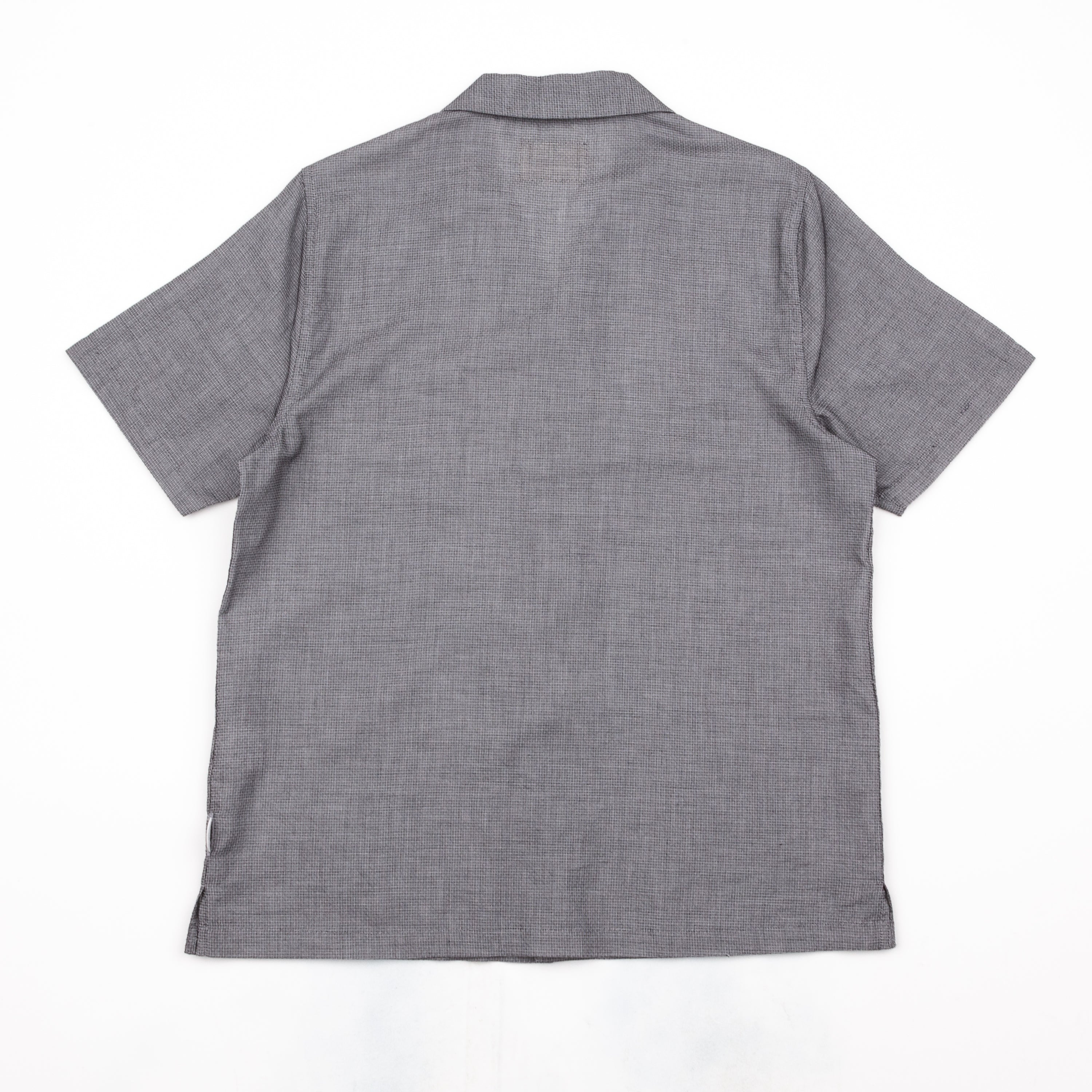 Folk | SS Soft Collar Shirt - Navy Micro Houndstooth