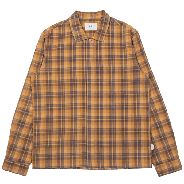 Patch Shirt - Orange Checked Cord