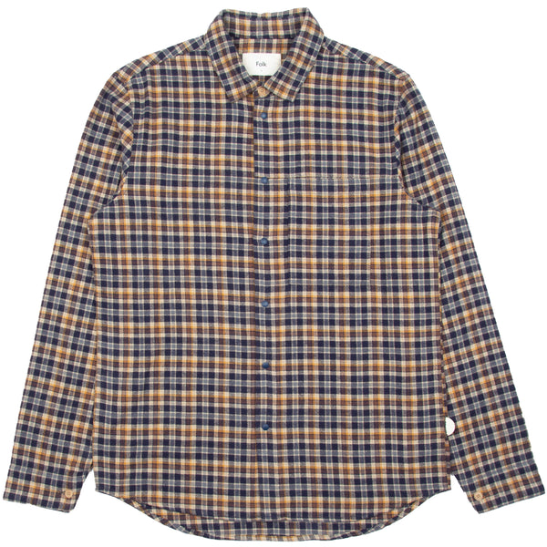 Clean Cuff Shirt - Tan Navy Check